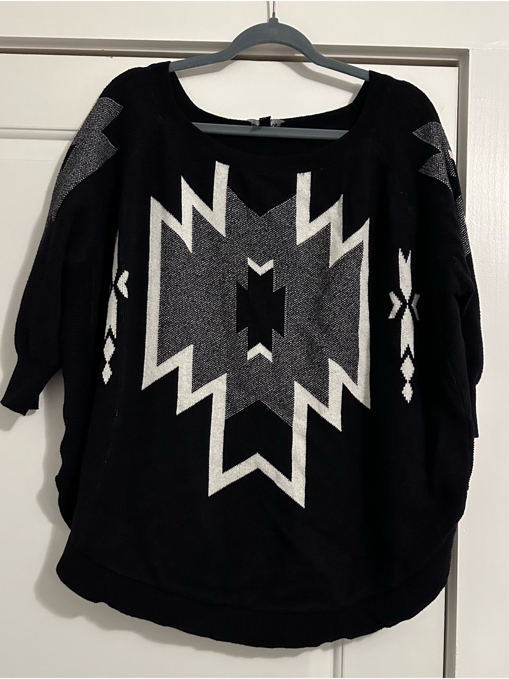 Express Black White Southwestern Aztec Oversized Sweater